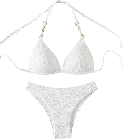 WDIRARA Women's 2 Piece Swimsuit Floral Print Halter Wireless Triangle Bikini Set Swimwear in Saudi Arabia