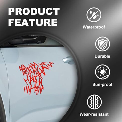 Hahaha Car Stickers Decals, Joker Haha Car Windshield Stickers, Funny Motorcycle Helmet Decal, Evil Auto Body Window Bumper Laptop Cooler Cup Decals Universal for Trucks Motorcycles (Red) in Saudi Arabia