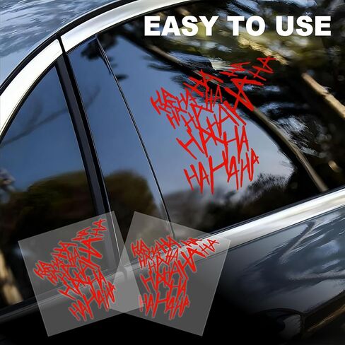 Hahaha Car Stickers Decals, Joker Haha Car Windshield Stickers, Funny Motorcycle Helmet Decal, Evil Auto Body Window Bumper Laptop Cooler Cup Decals Universal for Trucks Motorcycles (Red) in Saudi Arabia