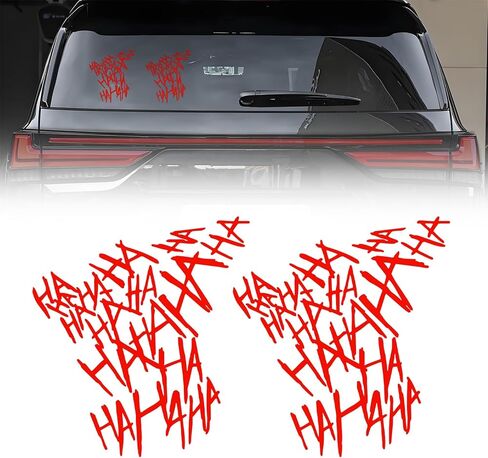 Hahaha Car Stickers Decals, Joker Haha Car Windshield Stickers, Funny Motorcycle Helmet Decal, Evil Auto Body Window Bumper Laptop Cooler Cup Decals Universal for Trucks Motorcycles (Red) in Saudi Arabia