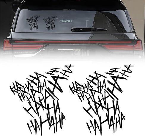 Hahaha Car Stickers Decals, Joker Haha Car Windshield Stickers, Funny Motorcycle Helmet Decal, Evil Auto Body Window Bumper Laptop Cooler Cup Decals Universal for Trucks Motorcycles (Red) in Saudi Arabia