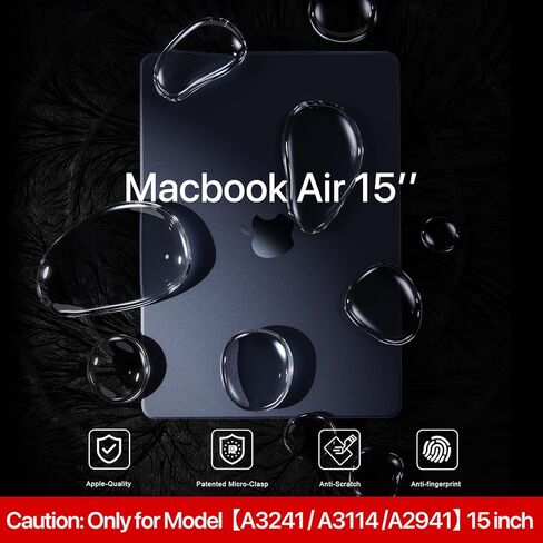 حافظة CrackGuard لجهاز MacBook Air مقاس 15 بوصة M4 M3 M2 + حافظة مدرعة غير مرئية in Saudi Arabia