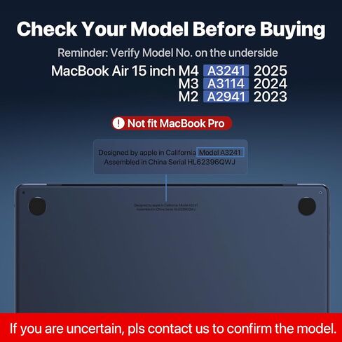 حافظة CrackGuard لجهاز MacBook Air مقاس 15 بوصة M4 M3 M2 + حافظة مدرعة غير مرئية in Saudi Arabia