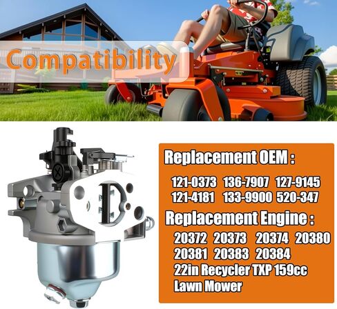 133-9900 Carburetor Fits for Toro 20372 20373 20374 20381 20383 20384 22in Recycler TXP 159cc Walk Behind Lawn Mower - Compatible with 136-7907 127-9145 121-4181 121-0373 in Kuwait