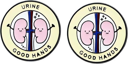 عبوة من قطعتين من دبابيس صحة الكلى الكرتونية، دبابيس مصنوعة من سبائك المينا - تصميم ممتع ولطيف "الأيدي الجيدة للبول" للتوعية بصحة الكلى in Kuwait