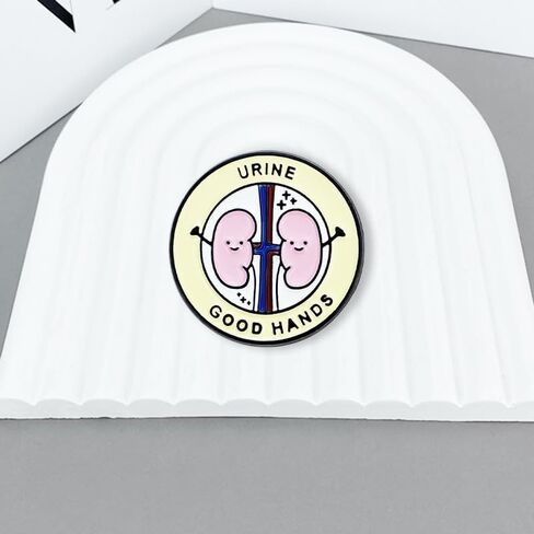 عبوة من قطعتين من دبابيس صحة الكلى الكرتونية، دبابيس مصنوعة من سبائك المينا - تصميم ممتع ولطيف "الأيدي الجيدة للبول" للتوعية بصحة الكلى in Kuwait