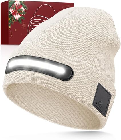 قبعة صغيرة للجنسين مع ضوء LED، هدايا شتوية للرجال والأب والأب والزوج، قبعات قابلة لإعادة الشحن عبر USB باللون الأزرق الداكن in Kuwait