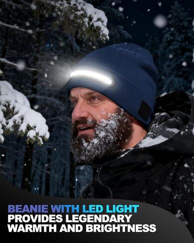 Unisex Beanie with LED Light, Winter Gifts for Men Dad Father Husband Him USB Rechargeable Caps Navy Blue in Saudi Arabia