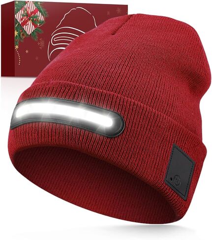 Unisex Beanie with LED Light, Winter Gifts for Men Dad Father Husband Him USB Rechargeable Caps Navy Blue in Saudi Arabia