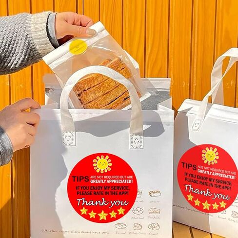 Star Review Delivery Labels Freshness Label Thank You for Your Order Stickers 200 Pcs Food Delivery Tamper Evident Food Package Stickers for Bags Grocery Shopper Accessories(3 inch red circular shape) in Saudi Arabia