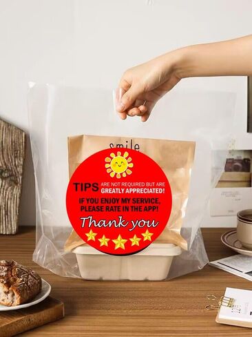 Star Review Delivery Labels Freshness Label Thank You for Your Order Stickers 200 Pcs Food Delivery Tamper Evident Food Package Stickers for Bags Grocery Shopper Accessories(3 inch red circular shape) in Saudi Arabia