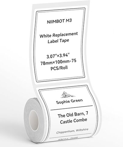 NIIMBOT M3 Thermal Transfer Labels 3.07'×3.94'', Only for M3 Label Maker, Waterproof Oil-Proof, Low and High-Temperature Resistance for Home Office Small Businesses Organization, White in Saudi Arabia