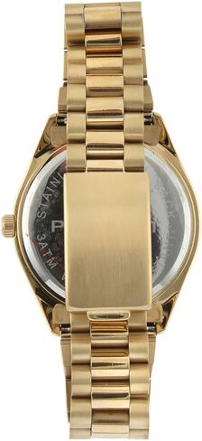 Peugeot 14K All Gold Plated Big Face Luxury Watch with Day Date Windows, Roman Numerals & Coin Edge Fluted Bezel Watch in Saudi Arabia