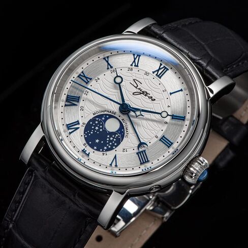 Sugess MoonPhase Master 40mm SU2108SZ ST2108 High Beat 28,800 Bph أوتوماتيكية ميكانيكية للرجال ساعة معصم النورس 1963 in Kuwait