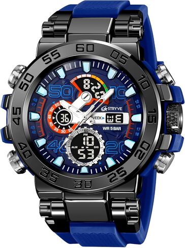 FANMIS Men's Watches Sports Military Watches Waterproof Color Designer Large Face Digital Analog Tactical Outdoor Men's Wristwatches-Chronograph Dual Time LED Alarm Stopwatch in Saudi Arabia