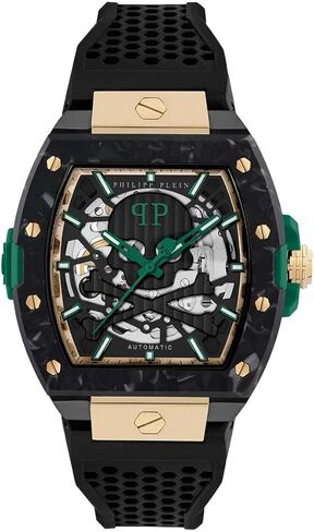 Philipp Plein Collection Luxury Mens Watch Timepieces with a Black Strap and Dial Featuring a Two Tone Case in Kuwait