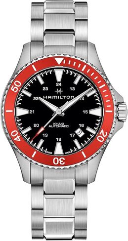 Hamilton Khaki Navy Scuba Automatic Men's Watch, 40mm Stainless Steel Case, Swiss Made, Black Dial Analog Wrist Watch, 100m Waterproof, Sapphire Crystal, 3-Hand Movement, Stainless Steel Strap in Saudi Arabia