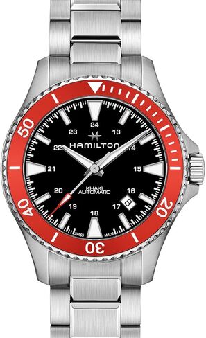 Hamilton Khaki Navy Scuba Automatic Men's Watch, 40mm Stainless Steel Case, Swiss Made, Black Dial Analog Wrist Watch, 100m Waterproof, Sapphire Crystal, 3-Hand Movement, Stainless Steel Strap in Saudi Arabia