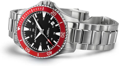Hamilton Khaki Navy Scuba Automatic Men's Watch, 40mm Stainless Steel Case, Swiss Made, Black Dial Analog Wrist Watch, 100m Waterproof, Sapphire Crystal, 3-Hand Movement, Stainless Steel Strap in Saudi Arabia
