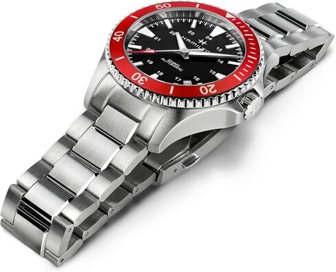 Hamilton Khaki Navy Scuba Automatic Men's Watch, 40mm Stainless Steel Case, Swiss Made, Black Dial Analog Wrist Watch, 100m Waterproof, Sapphire Crystal, 3-Hand Movement, Stainless Steel Strap in Saudi Arabia