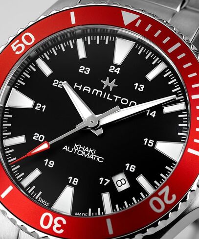 Hamilton Khaki Navy Scuba Automatic Men's Watch, 40mm Stainless Steel Case, Swiss Made, Black Dial Analog Wrist Watch, 100m Waterproof, Sapphire Crystal, 3-Hand Movement, Stainless Steel Strap in Saudi Arabia