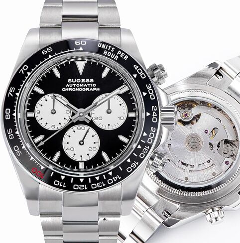 Sugess Chrono Racing 39mm 418-2 S418-2.003.E حافظة عرض خلفية ميكانيكية أوتوماتيكية طاووس 41 جوهرة SL4801 كرونوغراف للرجال ساعة يد Seagull 1963 in Kuwait