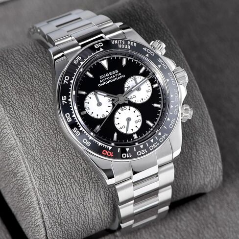Sugess Chrono Racing 39mm 418-2 S418-2.003.E حافظة عرض خلفية ميكانيكية أوتوماتيكية طاووس 41 جوهرة SL4801 كرونوغراف للرجال ساعة يد Seagull 1963 in Kuwait