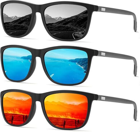 Polarized Sunglasses for Men Women, Lightweight Mens Sunglasses Polarized for Driving Fishing 3 Packs in Saudi Arabia