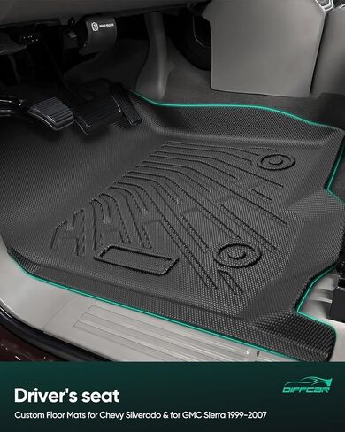 Floor Mats for Chevy Silverado Sierra: 1999-2007 Extended Cab (2007 Classic Only), All Weather Car Accessories Rubber Truck Floor Liners for Chevrolet Silverado & for GMC Sierra 1500 2500 3500 (3PCS) in Kuwait