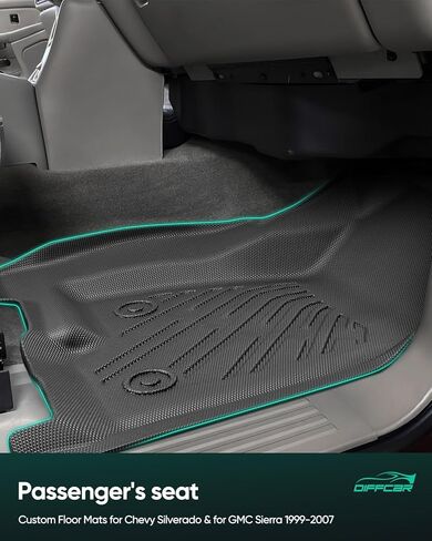 Floor Mats for Chevy Silverado Sierra: 1999-2007 Extended Cab (2007 Classic Only), All Weather Car Accessories Rubber Truck Floor Liners for Chevrolet Silverado & for GMC Sierra 1500 2500 3500 (3PCS) in Kuwait