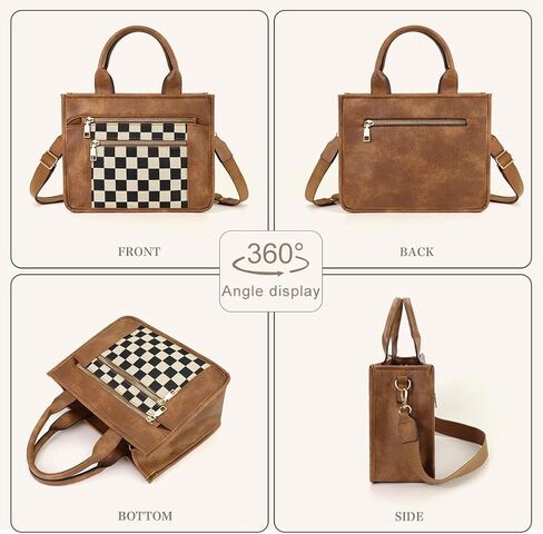 PCBAG المرأة متقلب حقيبة كروسبودي خمر أبيض وأسود فو الجلود حمل حقائب اليد محفظة حزام قابل للتعديل حقيبة كتف عادية للعمل والسفر in Kuwait