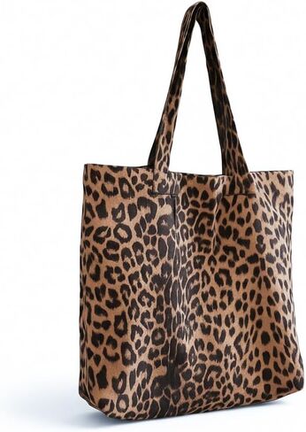 Shoulder Bag for Women Large Tote Casual Leopard Shoulder Purse with Zipper Pocket Crossbody Handbag Corduroy Bags for Work Travel in Saudi Arabia
