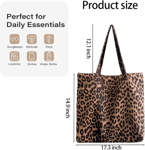 Shoulder Bag for Women Large Tote Casual Leopard Shoulder Purse with Zipper Pocket Crossbody Handbag Corduroy Bags for Work Travel in Saudi Arabia
