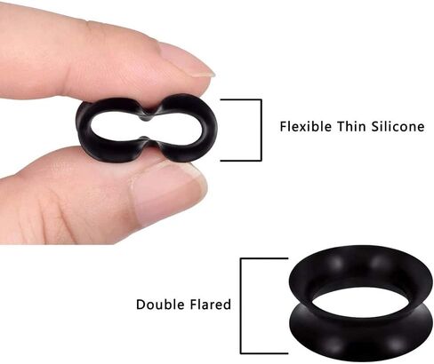 Beautidots 32pcs/54pcs Silicone Ear Tunnels and Plugs Double Flared Soft Flexible Gauges Piercings 2g-5/8 in Kuwait