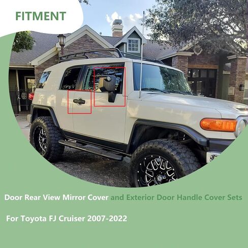 Exterior Door Handle Cover and Door Rear View Mirror Cover Sets Compatible with Toyota FJ Cruiser 2007-2022, Exterior Protector Trim Frame Cover Accessories (Matte Black Kit), Tape-on Install in Kuwait
