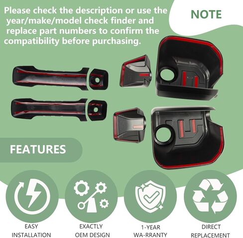 Exterior Door Handle Cover and Door Rear View Mirror Cover Sets Compatible with Toyota FJ Cruiser 2007-2022, Exterior Protector Trim Frame Cover Accessories (Matte Black Kit), Tape-on Install in Kuwait