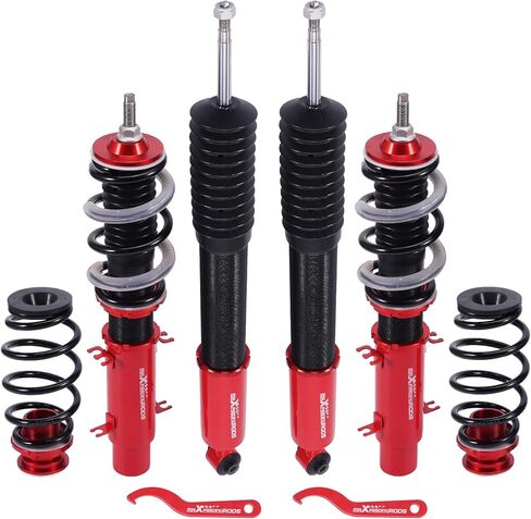 maXpeedingrods Coilovers for VW Golf MK4 FWD 1997-2006, for VW Jetta/Bora MK4 FWD 1999-2006, Beetle MK4 FWD 1998-2010, Height Adjustable Coilovers Suspension Kit, Preset Damping Lowering Kit Red in Saudi Arabia