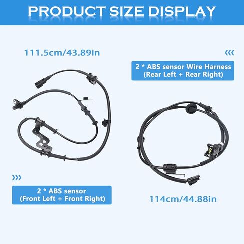 4PC ABS Wheel Speed Sensor Fit for Soul EV 2014-2019,Driver and Passenger Side Turn Signal and Back Up Wiring,Front and Rear Replaces #95671B2050 91920B2000 91920B2100 in Kuwait