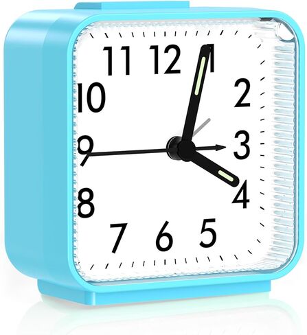 Analog Alarm Clock, Silent Non Ticking Table Clocks, Travel Bedside Clock with Snooze, Night Light, Ascending Beep Sounds, Battery Operated Loud Small Clocks for Bedroom Travel Office, White in Saudi Arabia