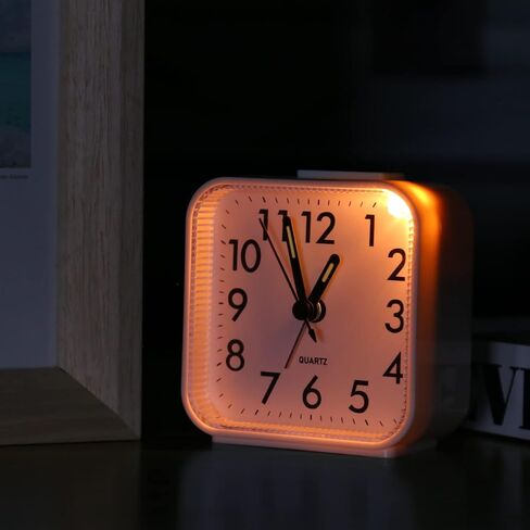 Analog Alarm Clock, Silent Non Ticking Table Clocks, Travel Bedside Clock with Snooze, Night Light, Ascending Beep Sounds, Battery Operated Loud Small Clocks for Bedroom Travel Office, White in Saudi Arabia