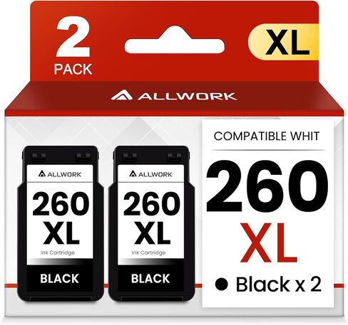 260XL Black Ink Cartridge Replacement for Canon 260 PG-260 PG-260XL PG 260 XL High Yield for Pixma TS6420a TS6400 TS6420 TR7020a TR7000 TR7020 TS5320 TS5300 Printer Ink Cartridge(2 Black) in Kuwait