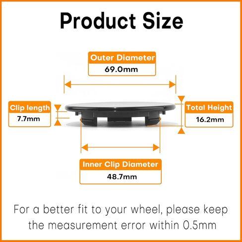 69mm 2.71in Wheel Center Caps for BBS 56.24.078 Set 4pcs Black (Outer:2.71in, Inner:1.91in) 56.24.078/56.24.080/09.24.029/09.24.030/09.24.036/09.23.221 in Saudi Arabia