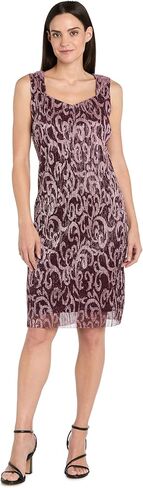 R&M Richards Women's Elegant Swirl 2-Piece Evening Suit - Shimmering Sheath Dress W/Draped Matching Open-Front Jacket in Saudi Arabia