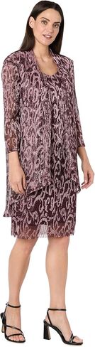 R&M Richards Women's Elegant Swirl 2-Piece Evening Suit - Shimmering Sheath Dress W/Draped Matching Open-Front Jacket in Saudi Arabia