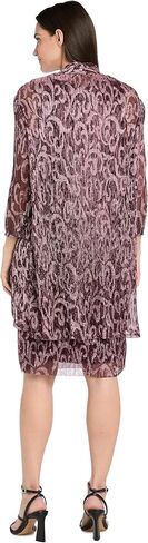 R&M Richards Women's Elegant Swirl 2-Piece Evening Suit - Shimmering Sheath Dress W/Draped Matching Open-Front Jacket in Saudi Arabia