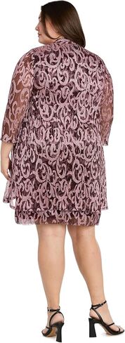 R&M Richards Women's Elegant Swirl 2-Piece Evening Suit - Shimmering Sheath Dress W/Draped Matching Open-Front Jacket in Saudi Arabia