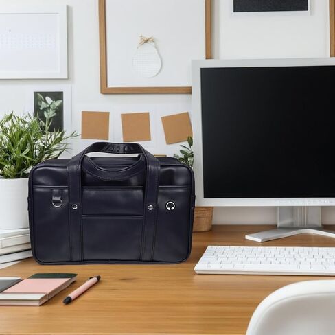 Uonlytech Messenger Laptop Bag Pu Leather Waterproof Shoulder Briefcase Retro Computer Carrier for Work College Commuting Men Women Navy Blue in Saudi Arabia