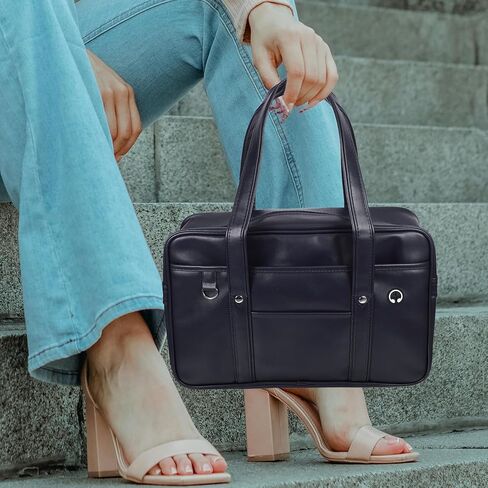 Uonlytech Messenger Laptop Bag Pu Leather Waterproof Shoulder Briefcase Retro Computer Carrier for Work College Commuting Men Women Navy Blue in Saudi Arabia