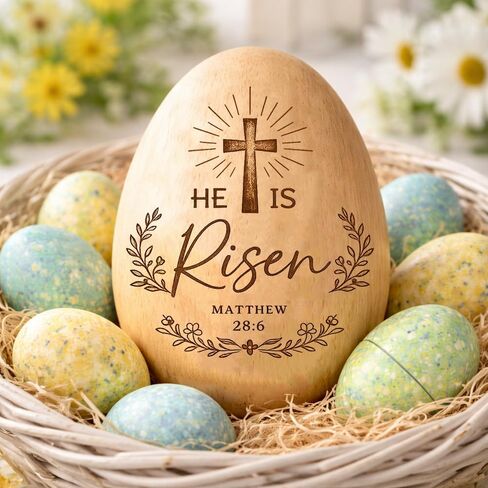 Personalized Wooden Easter Egg – Custom Engraved Bunny Name Egg, Baby First Easter Keepsake Gift, Rustic Wood Bunny Decor, Cute Basket Stuffer for Kids, Spring Holiday Gift for Baby Boy Girl in Saudi Arabia