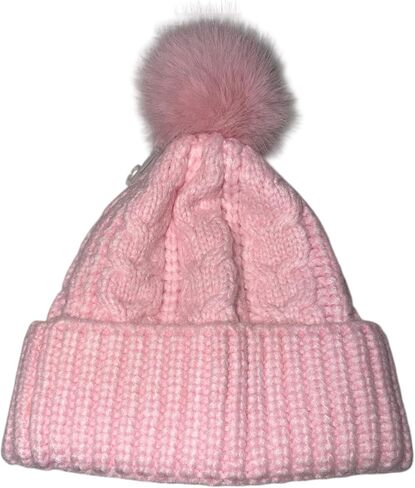 Victoria's Secret Cozy Cable-Knit Pom Beanie Shine Color Pink Rhinestone Logo New in Saudi Arabia